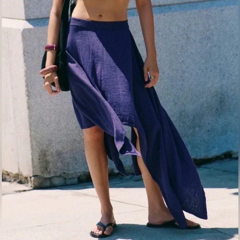 FREE PEOPLE INDIGO SWEATER SKIRT - Picture 2 of 11